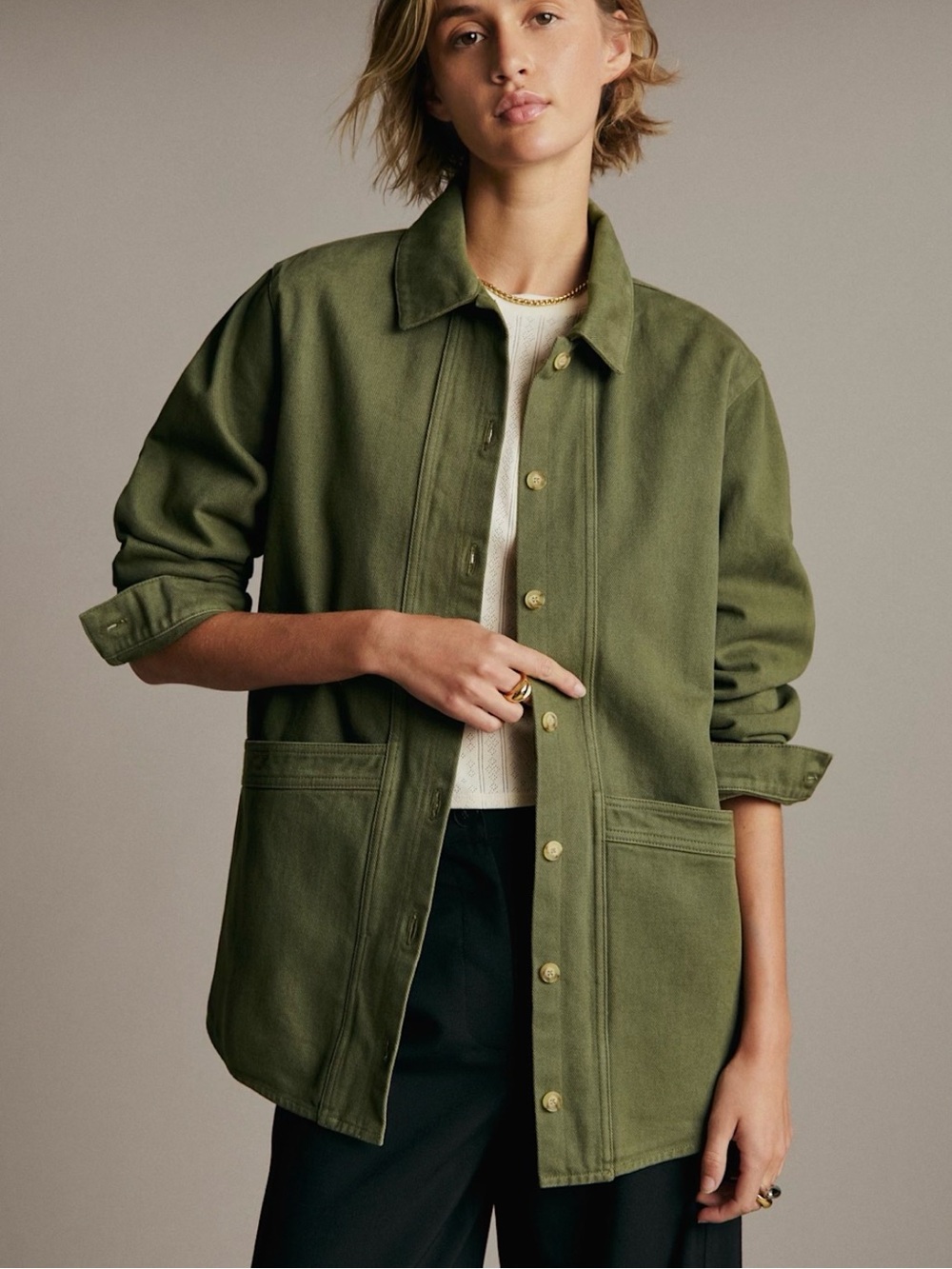 Sezane Will Jacket XXS Olive Green